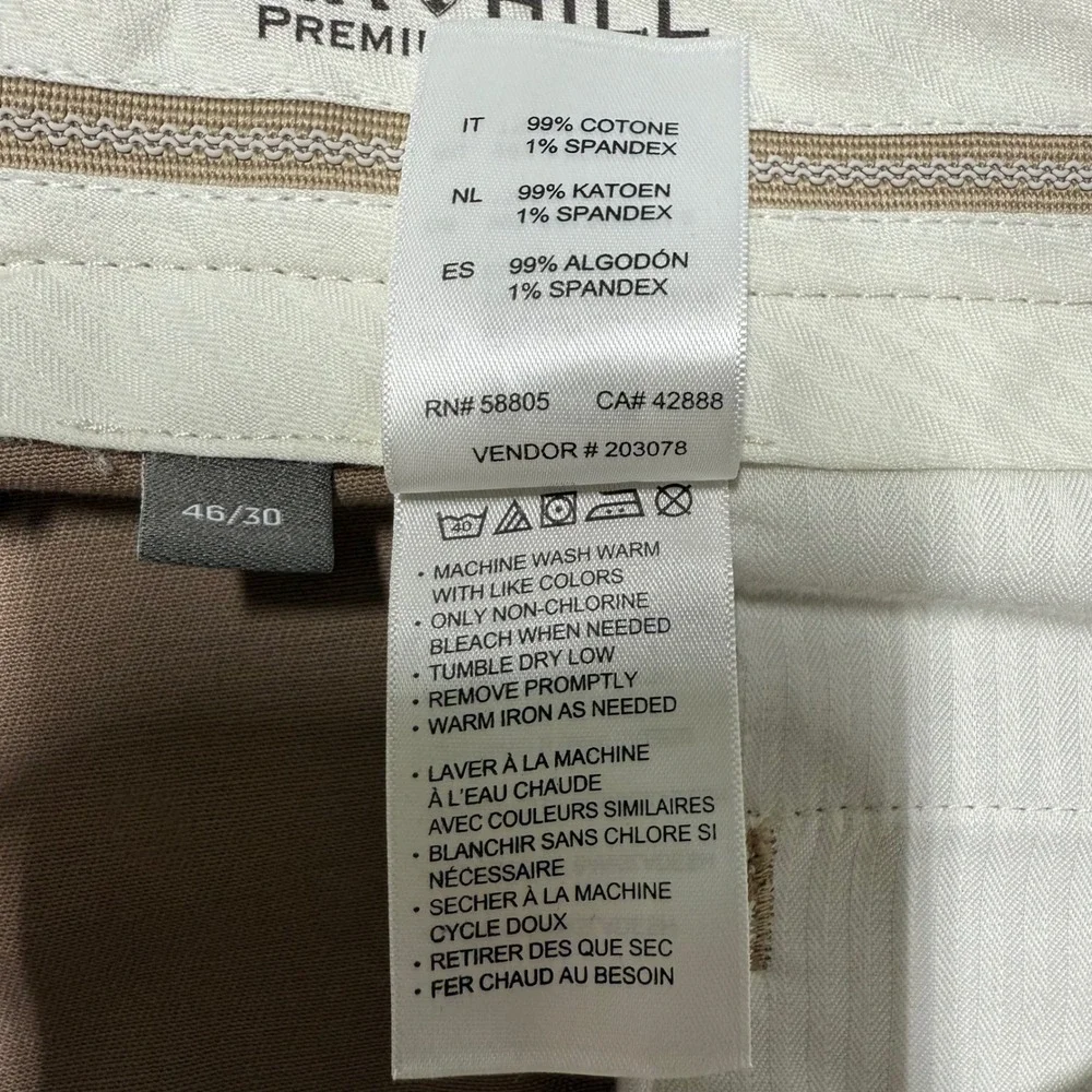 Oak Hall Men's Dress Pants 46x30 Pleated Front Classic Fit Khaki Cotton Stretch
